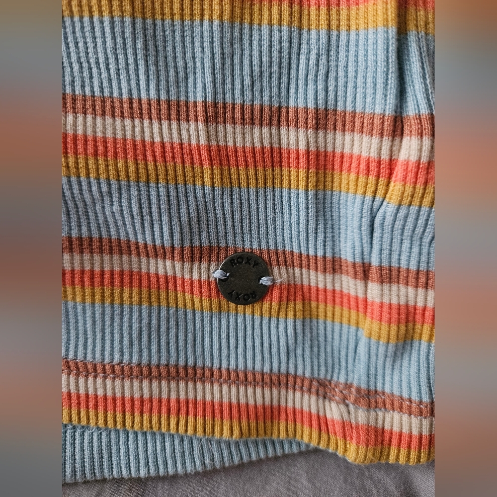 ROXY "Bring It On" Striped Short Sleeve Ribbed Bodycon Dress | SZ M - Picture 8 of 9